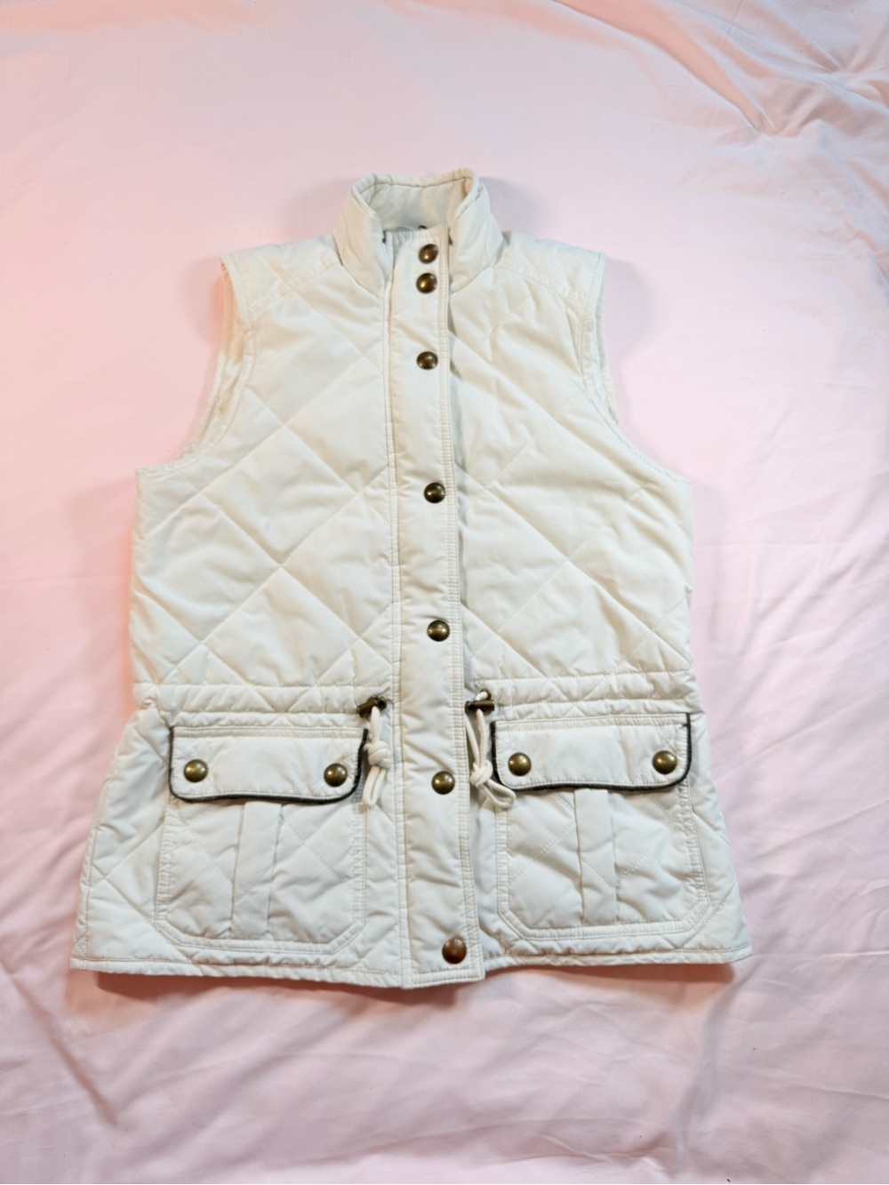 Lauren Ralph Lauren Off-White Quilted Drawstring Vest – Size Petite Small (PS)